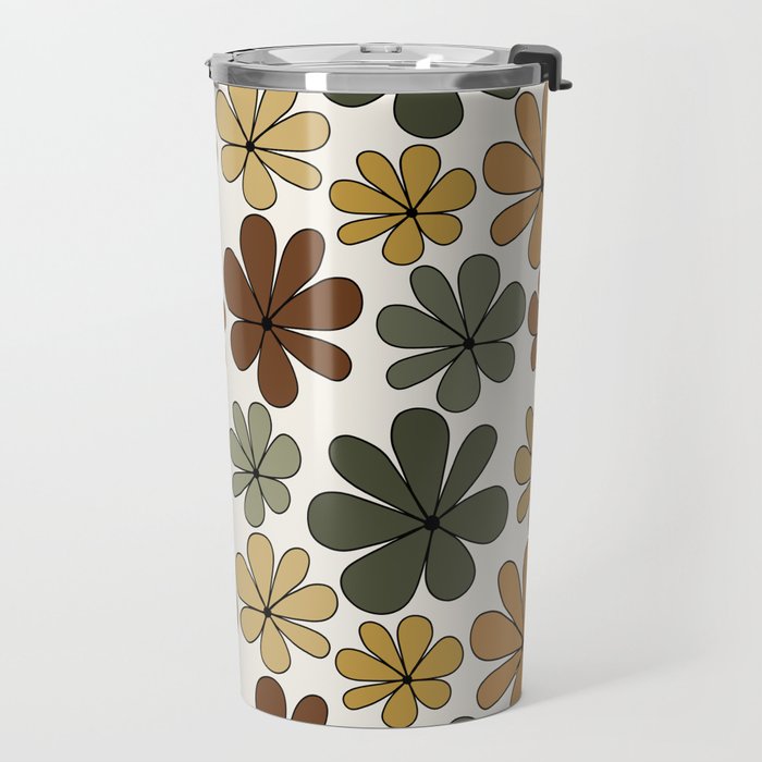 Retro Daisy Pattern Multicolor IX Travel Mug Gallery Image 2