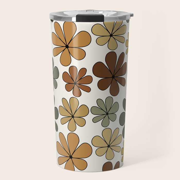 Retro Daisy Pattern Multicolor IX Travel Mug Gallery Image 1