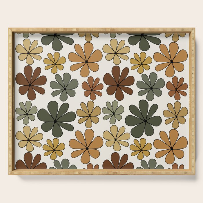Retro Daisy Pattern Multicolor IX Serving Tray Gallery Image 1