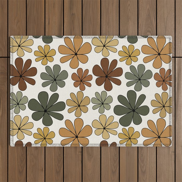 Retro Daisy Pattern Multicolor IX Outdoor Rug Gallery Image 1