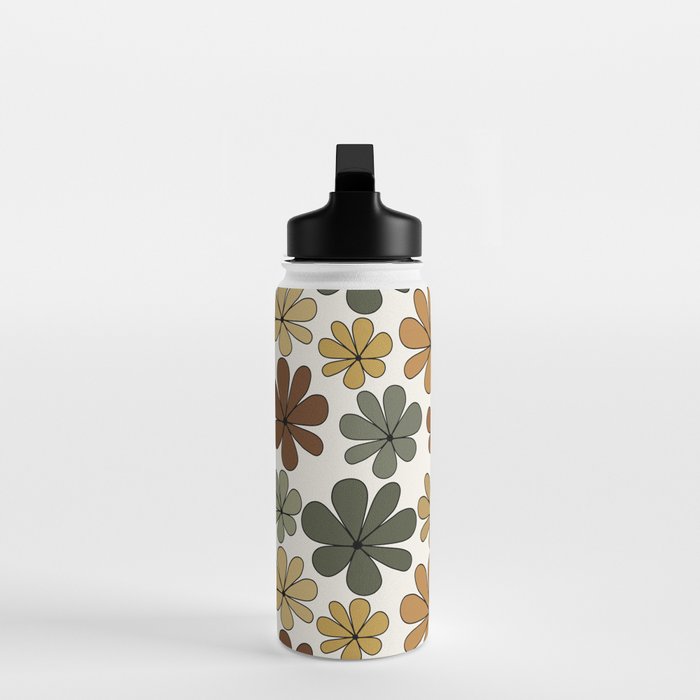 Retro Daisy Pattern Multicolor IX Water Bottle Gallery Image 3