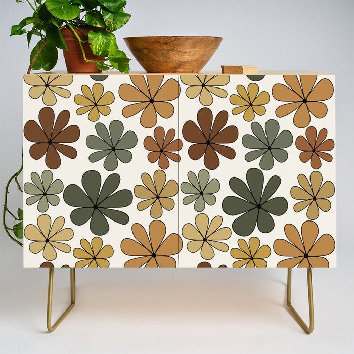 Retro Daisy Pattern Multicolor IX Credenza Gallery Image 1