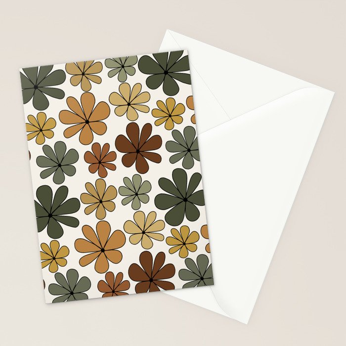 Retro Daisy Pattern Multicolor IX Stationery Card Gallery Image 2