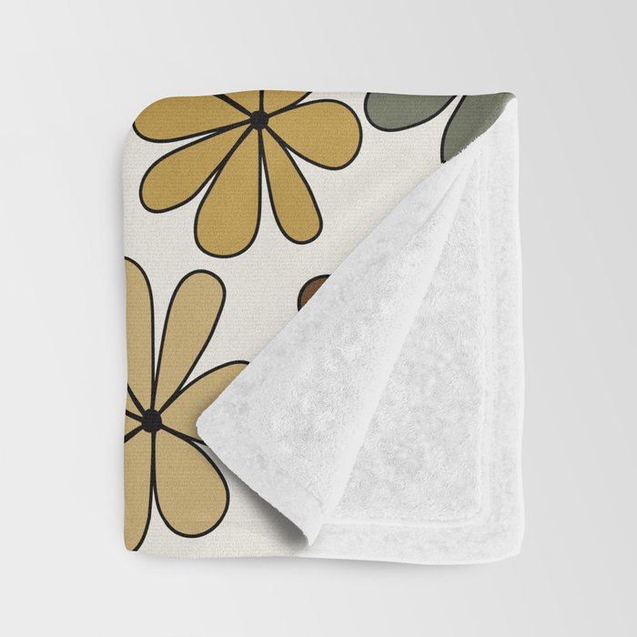 Retro Daisy Pattern Multicolor IX Throw Blanket Gallery Image 3