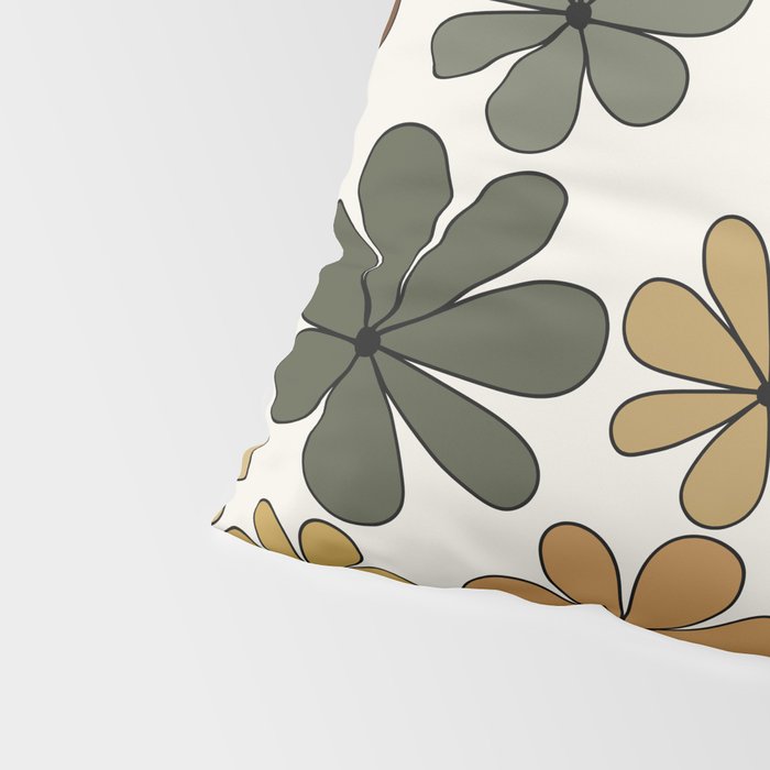 Retro Daisy Pattern Multicolor IX Pillow Sham Gallery Image 4