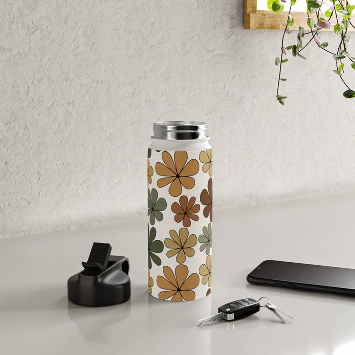 Retro Daisy Pattern Multicolor IX Water Bottle Gallery Image 4