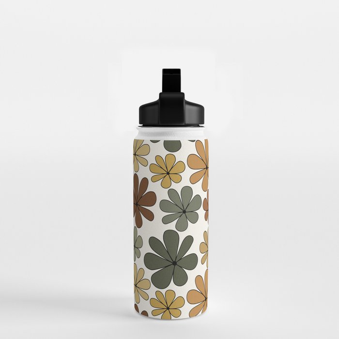 Retro Daisy Pattern Multicolor IX Water Bottle Gallery Image 2