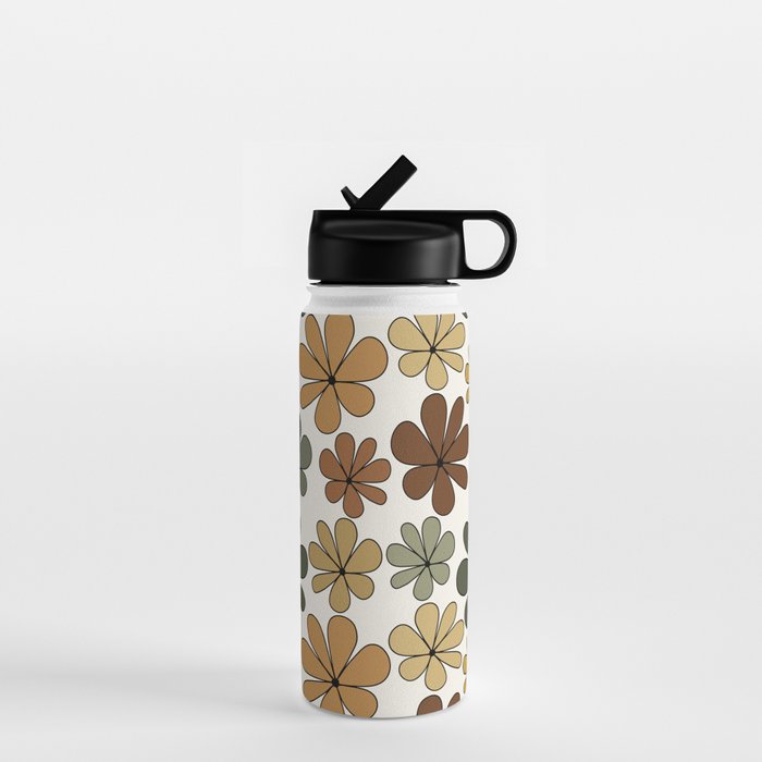 Retro Daisy Pattern Multicolor IX Water Bottle Gallery Image 1