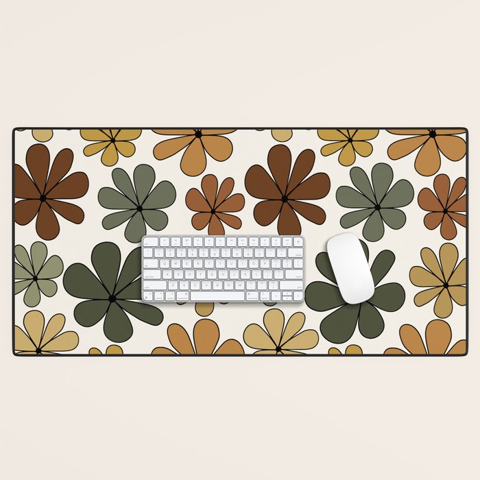 Retro Daisy Pattern Multicolor IX Desk Mat Gallery Image 1
