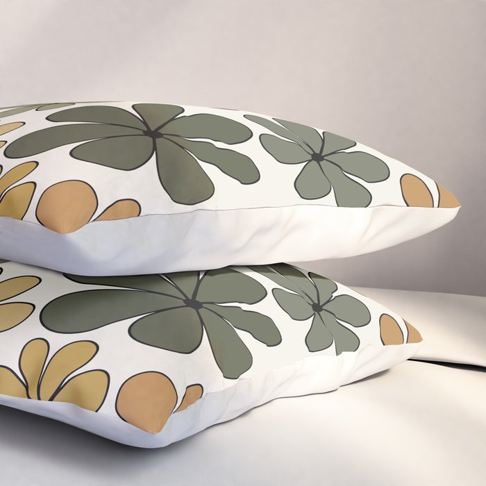 Retro Daisy Pattern Multicolor IX Pillow Sham Gallery Image 3