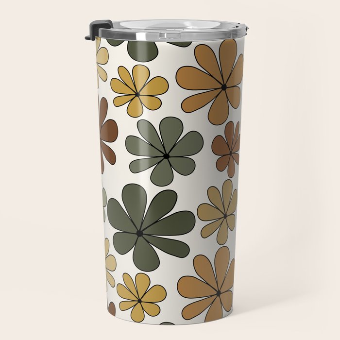 Retro Daisy Pattern Multicolor IX Travel Mug Gallery Image 3