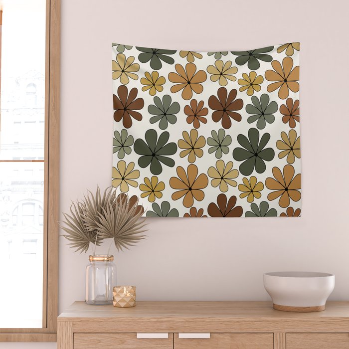 Retro Daisy Pattern Multicolor IX Wall Tapestry Gallery Image 2