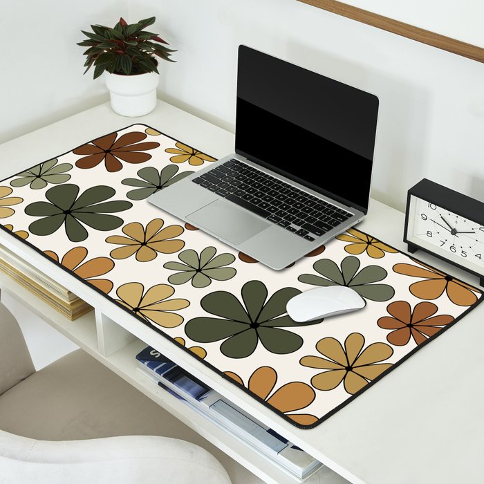 Retro Daisy Pattern Multicolor IX Desk Mat Gallery Image 2