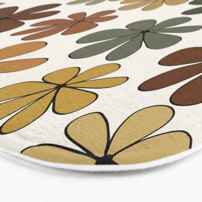 Retro Daisy Pattern Multicolor IX Bath Mat Gallery Image 3