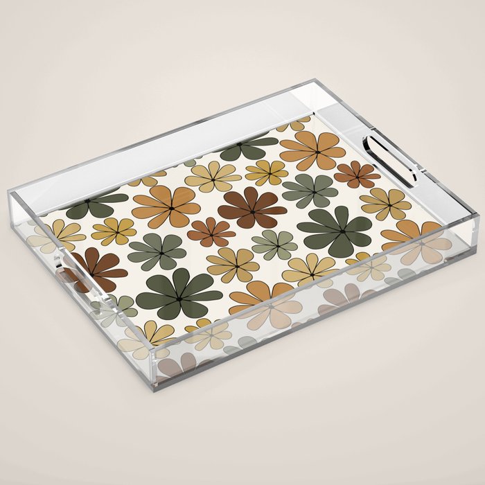 Retro Daisy Pattern Multicolor IX Acrylic Tray Gallery Image 1