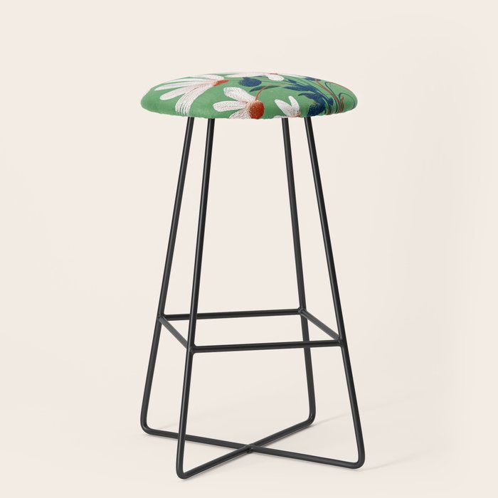 White Flowers Stool Gallery Image 1