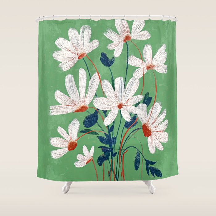 White Flowers Shower Curtain Gallery Image 1
