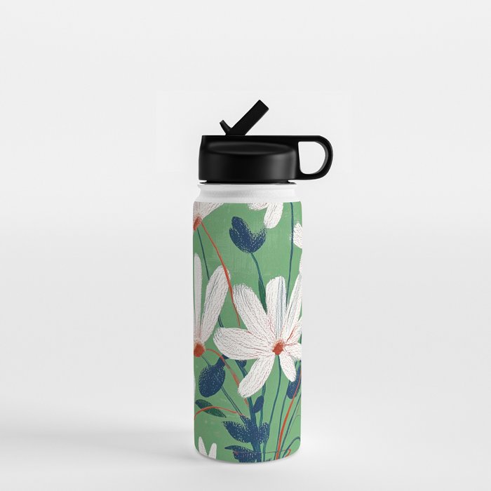 White Flowers Water Bottle Gallery Image 1