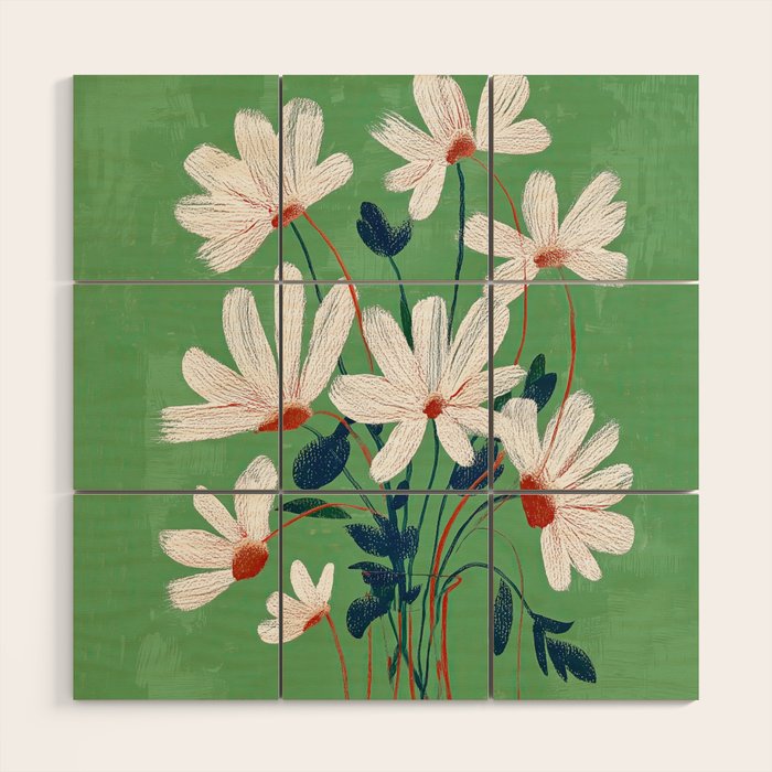 White Flowers Wood Wall Art Gallery Image 1