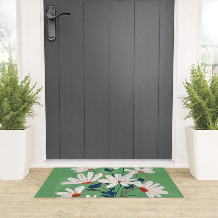 White Flowers Welcome Mat Gallery Image 3