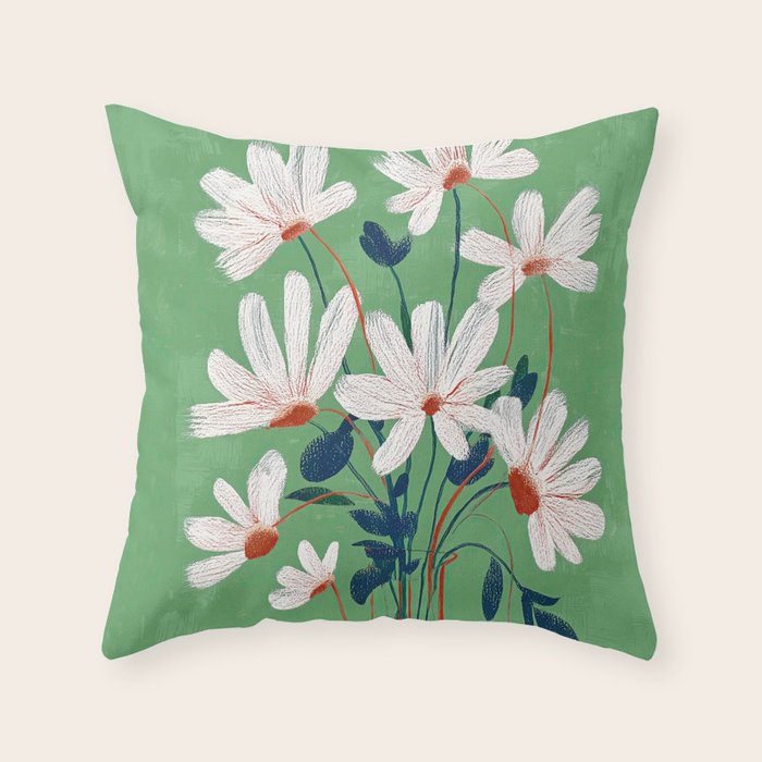 White Flowers Throw Pillow Gallery Image 1