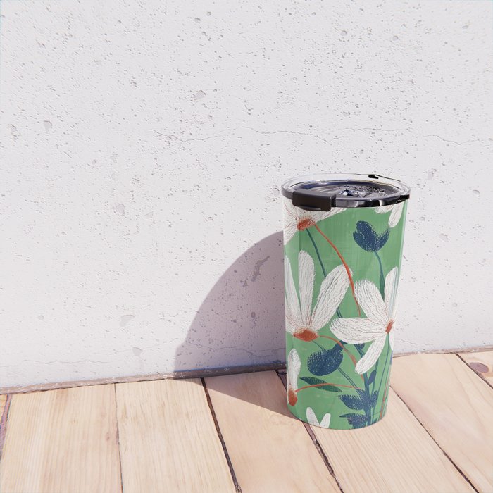 White Flowers Travel Mug Gallery Image 4