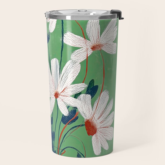 White Flowers Travel Mug Gallery Image 2