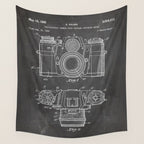 Camera Patent - Photography Art - Black Chalkboard Wall Tapestry Gallery Image 4