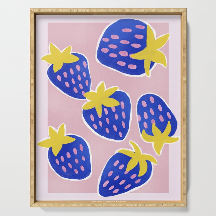 Blue Strawberries Serving Tray Gallery Image 1