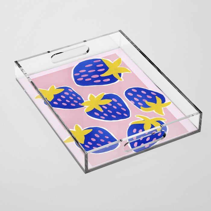 Blue Strawberries Acrylic Tray Gallery Image 1