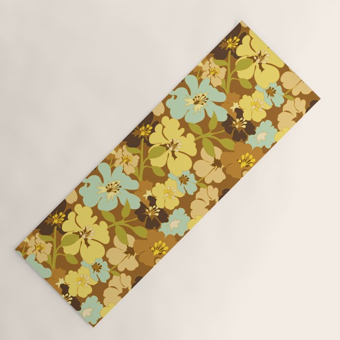 Retro Floral Pattern Yoga Mat Gallery Image 1