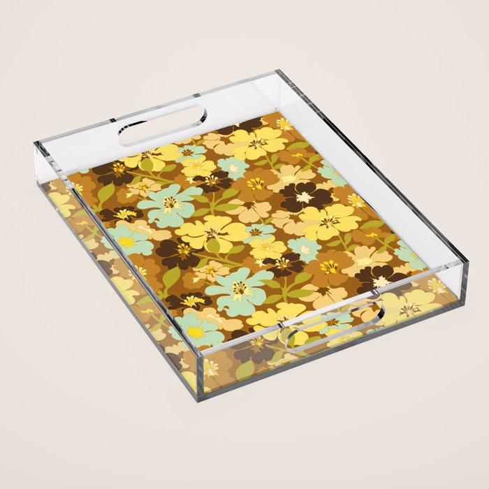 Retro Floral Pattern Acrylic Tray Gallery Image 1