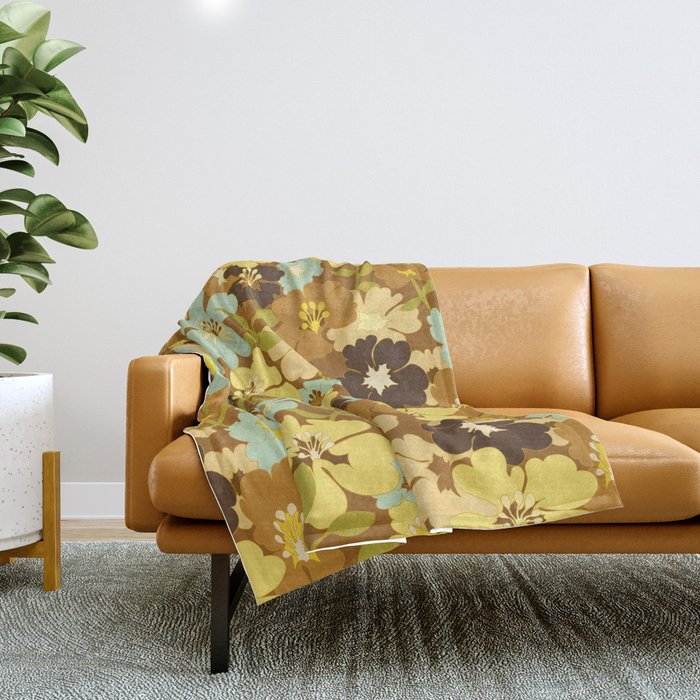 Retro Floral Pattern Throw Blanket Gallery Image 1