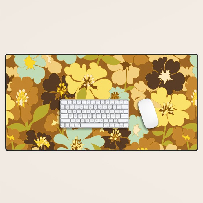 Retro Floral Pattern Desk Mat Gallery Image 1