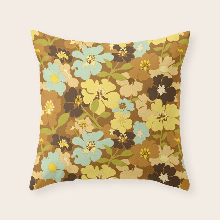 Retro Floral Pattern Throw Pillow Gallery Image 1