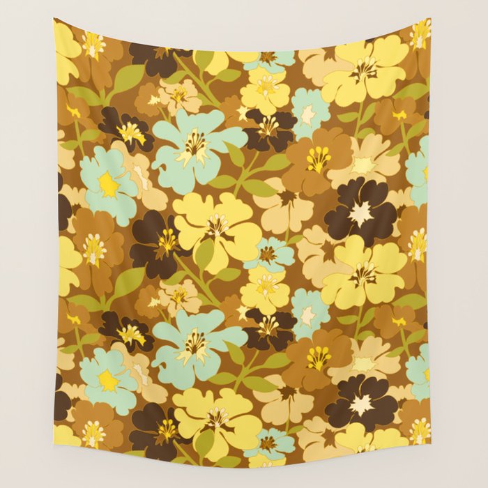 Retro Floral Pattern Wall Tapestry Gallery Image 4
