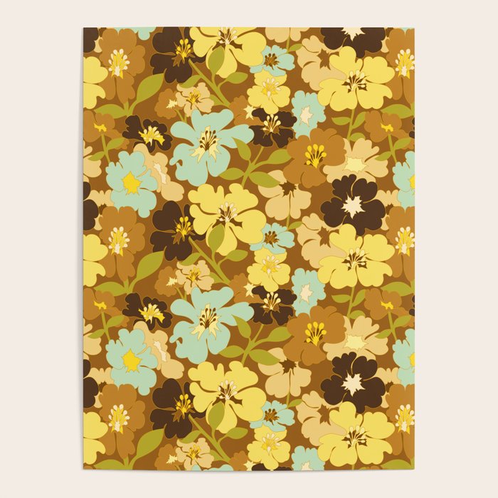 Retro Floral Pattern Poster Gallery Image 1