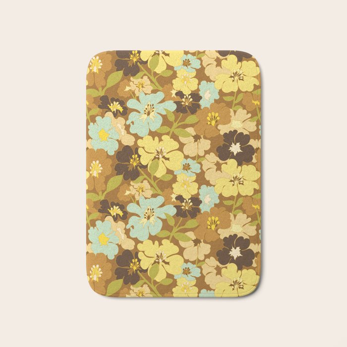 Retro Floral Pattern Bath Mat Gallery Image 1