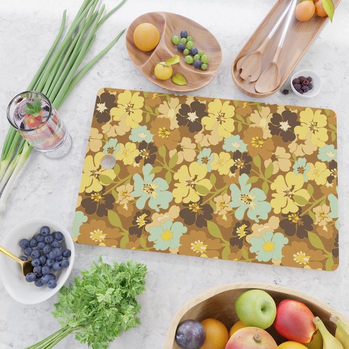 Retro Floral Pattern Cutting Board Gallery Image 2