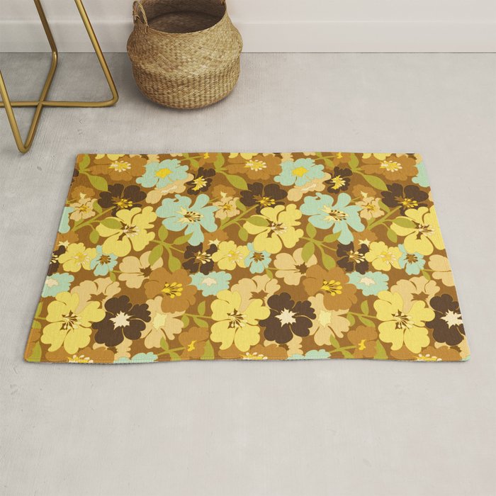 Retro Floral Pattern Rug Gallery Image 1