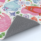 Winter Forest Woodland Animals in Pink & Blue Rug Gallery Image 4