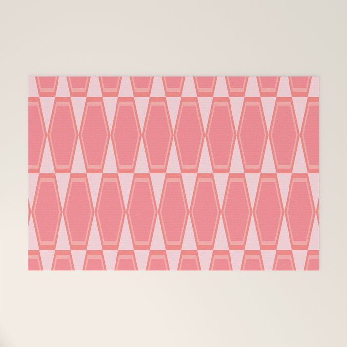 Mid Century Modern Pink Hexad Geometric Pattern Welcome Mat Gallery Image 1