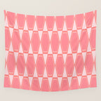 Mid Century Modern Pink Hexad Geometric Pattern Wall Tapestry Gallery Image 4