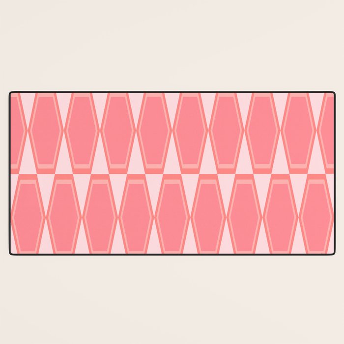 Mid Century Modern Pink Hexad Geometric Pattern Desk Mat Gallery Image 3
