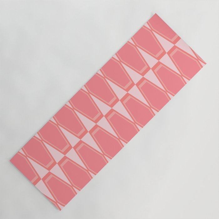 Mid Century Modern Pink Hexad Geometric Pattern Yoga Mat Gallery Image 1