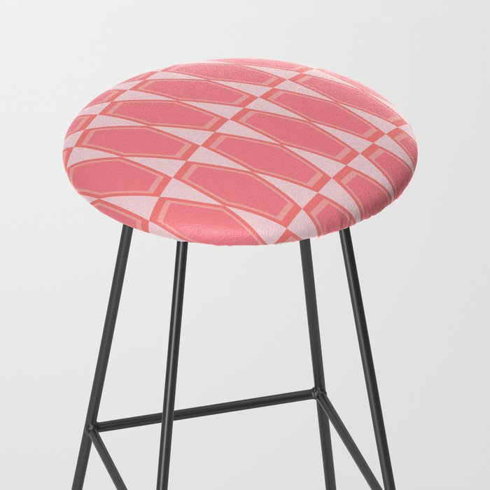 Mid Century Modern Pink Hexad Geometric Pattern Stool Gallery Image 2