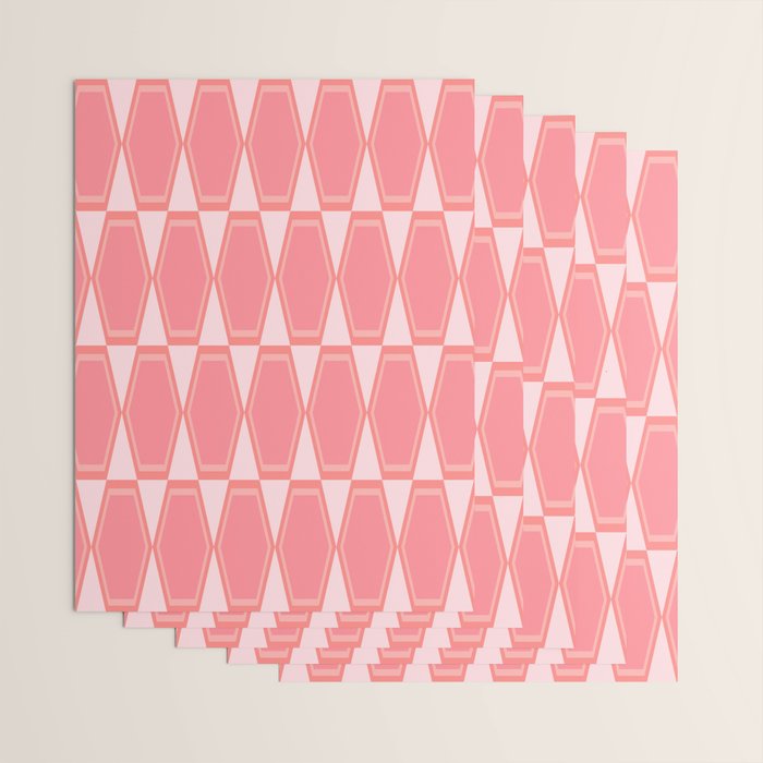 Mid Century Modern Pink Hexad Geometric Pattern Wrapping Paper Gallery Image 3