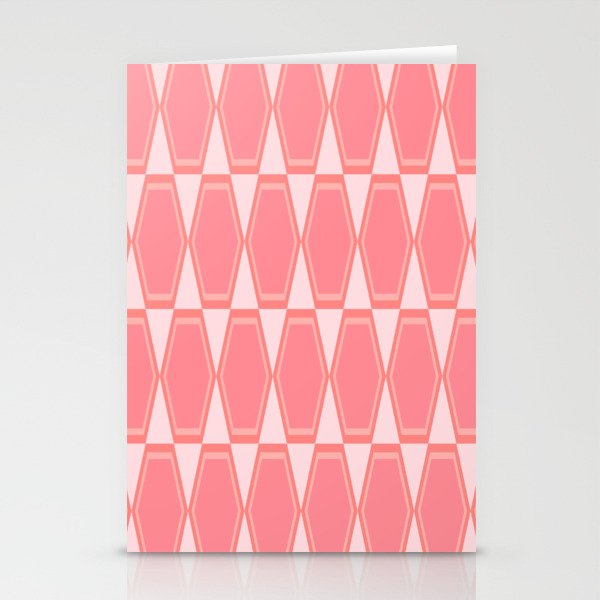 Mid Century Modern Pink Hexad Geometric Pattern Stationery Card Gallery Image 1