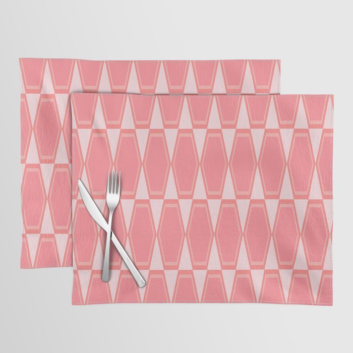 Mid Century Modern Pink Hexad Geometric Pattern Placemat Gallery Image 1