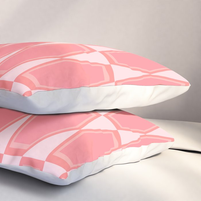 Mid Century Modern Pink Hexad Geometric Pattern Pillow Sham Gallery Image 3